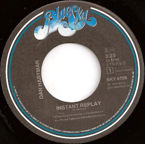 Dan Hartman : Instant Replay (7", Single)