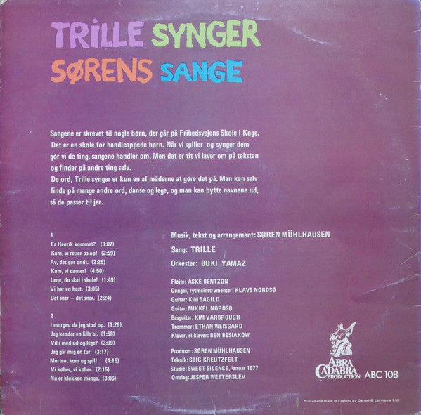 Trille : Trille Synger Sørens Sange (LP, Album)