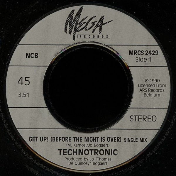 Technotronic : Get Up (Before The Night Is Over) (7")