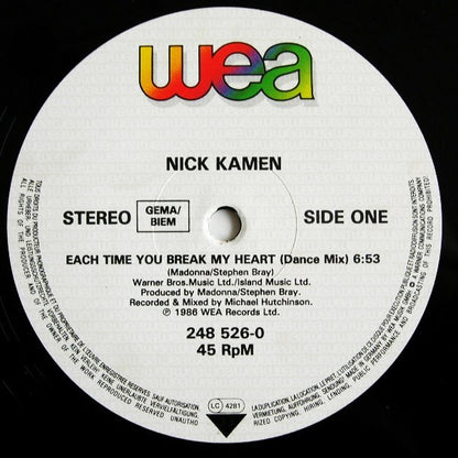 Nick Kamen : Each Time You Break My Heart (12")