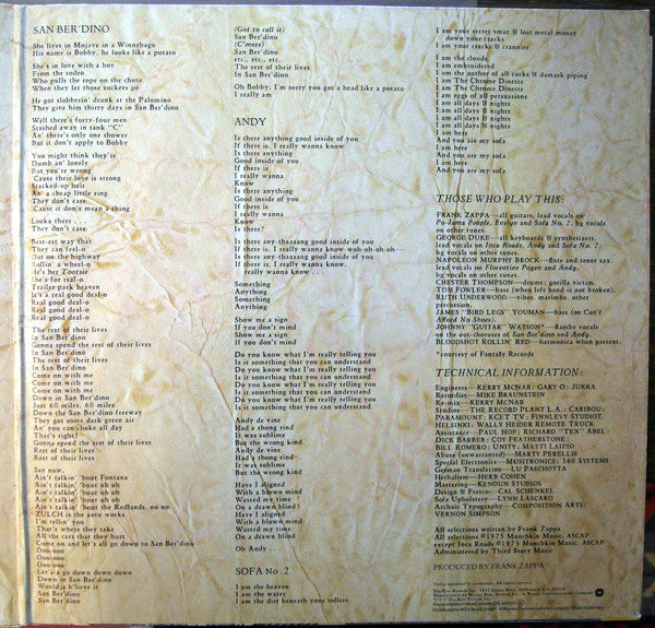 Frank Zappa And The Mothers Of Invention* : One Size Fits All (LP, Album, RP, Gat)