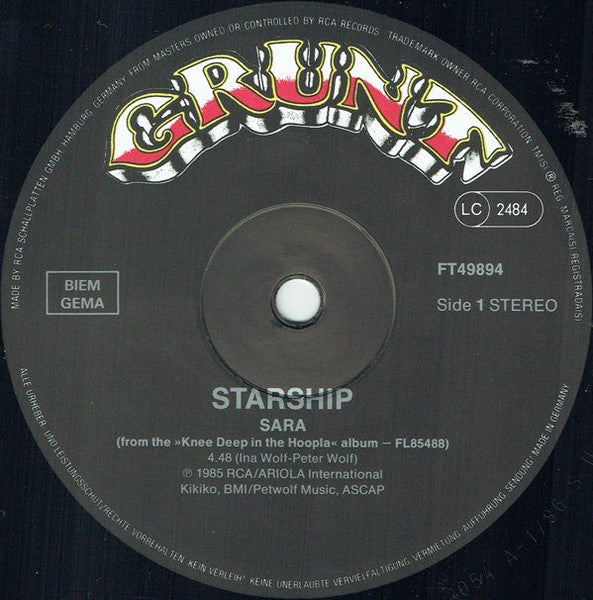 Starship (2) : Sara (12", Maxi)