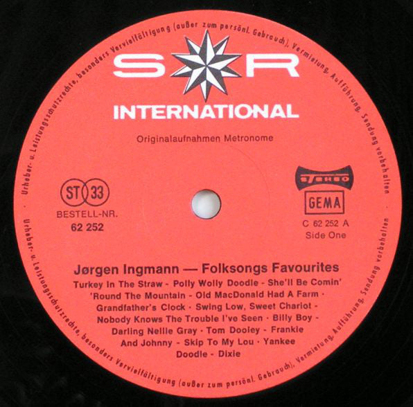 Jørgen Ingmann : Folksongs Favourites (LP, Album, Club, RE, S/Edition)