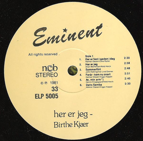 Birthe Kjær : Her Er Jeg (LP, Album)