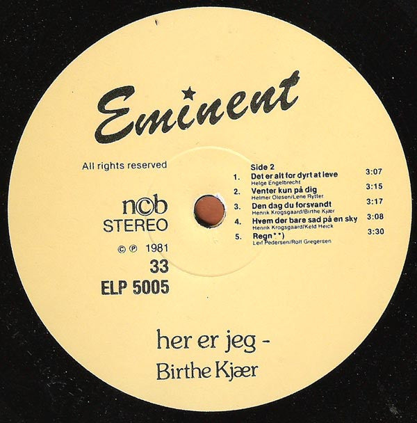 Birthe Kjær : Her Er Jeg (LP, Album)