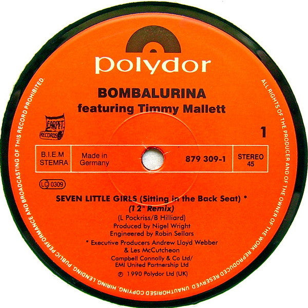 Bombalurina Featuring Timmy Mallett : Seven Little Girls (12")