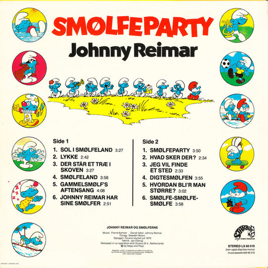 Johnny Reimar og The Smurfs (2) : Smølfeparty (LP, Album)