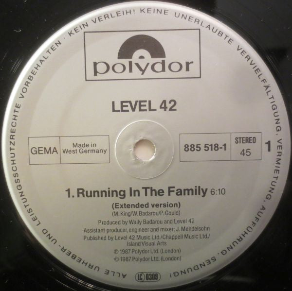 Level 42 : Running In The Family (12", Maxi)