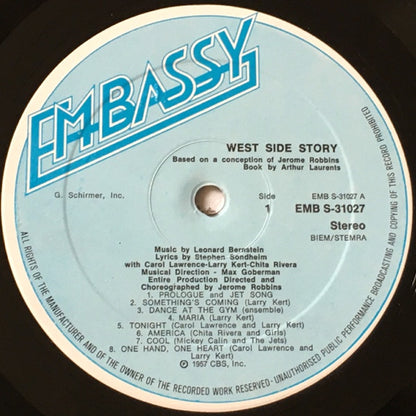 Leonard Bernstein, Stephen Sondheim, Carol Lawrence, Larry Kert, Chita Rivera, Arthur Gordon Smith : West Side Story (LP, Album, RE)