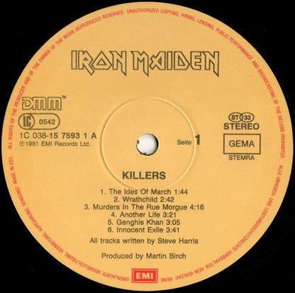 Iron Maiden : Killers (LP, Album, RE)