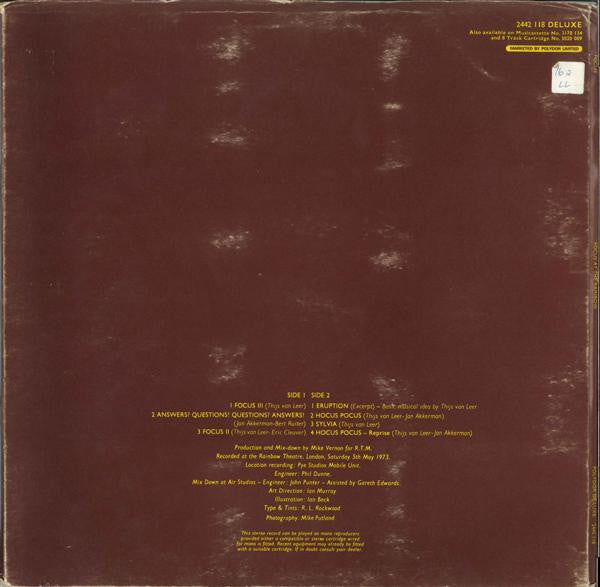 Focus (2) : At The Rainbow (LP, Album, Tri)