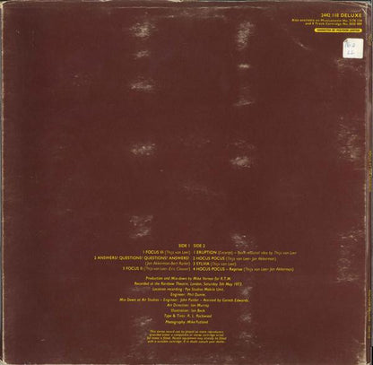Focus (2) : At The Rainbow (LP, Album, Tri)