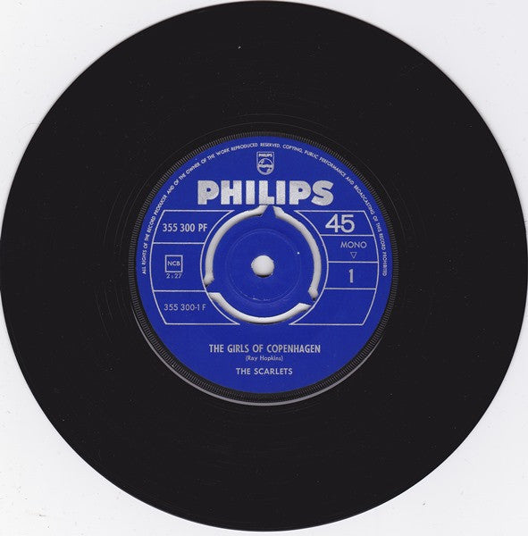 The Scarlets : The Girls Of Copenhagen / I Do Not Wanna Cry Anymore (7", Single, Mono)