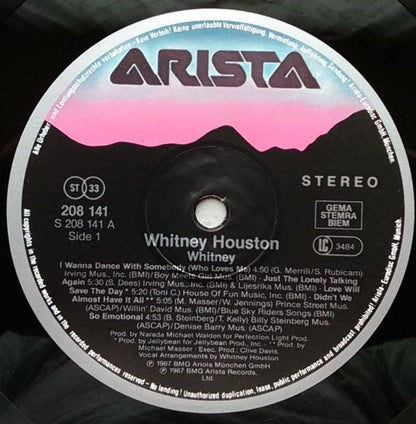 Whitney Houston : Whitney (LP, Album)