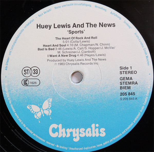 Huey Lewis And The News* : Sports (LP, Album)