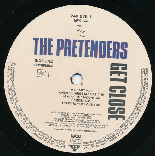 The Pretenders : Get Close (LP, Album, Rec)