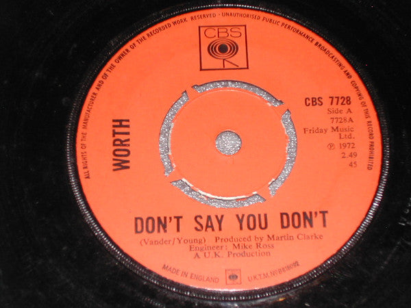 Worth (2) : Don't Say You Don't (7", Single)