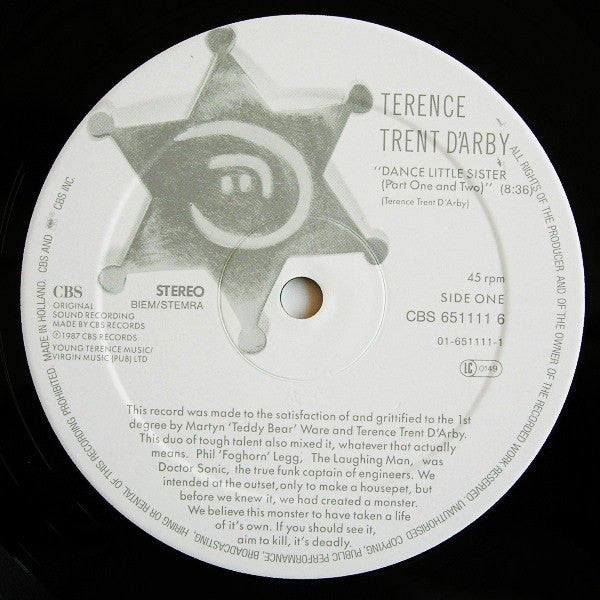 Terence Trent D'Arby : Dance Little Sister (12", Maxi)