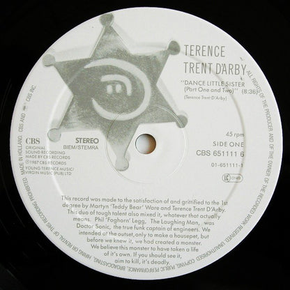 Terence Trent D'Arby : Dance Little Sister (12", Maxi)