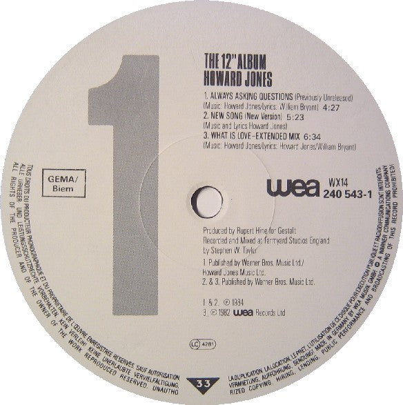 Howard Jones : The 12" Album (LP, Album)