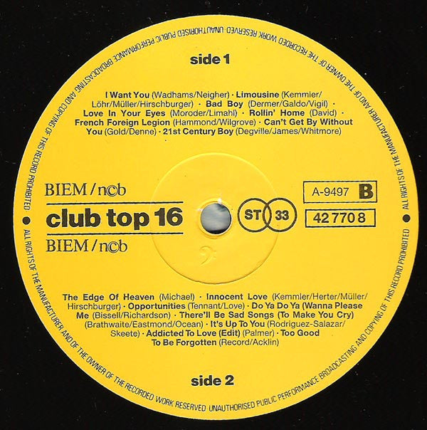 Various : Club Top 16 - September / Oktober '86 (LP, Comp)