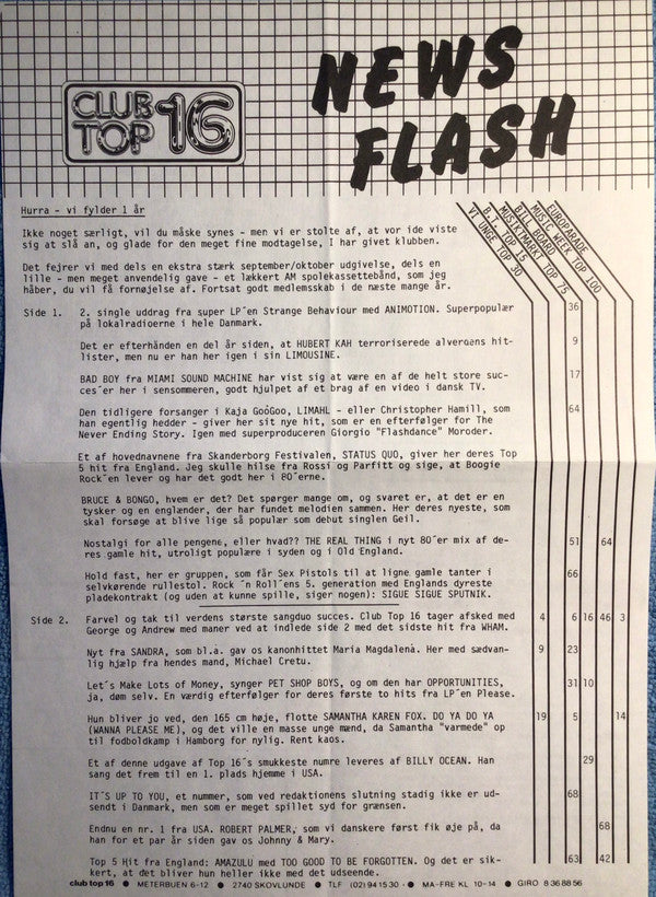 Various : Club Top 16 - September / Oktober '86 (LP, Comp)