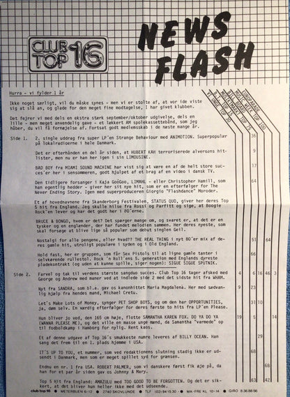 Various : Club Top 16 - September / Oktober '86 (LP, Comp)