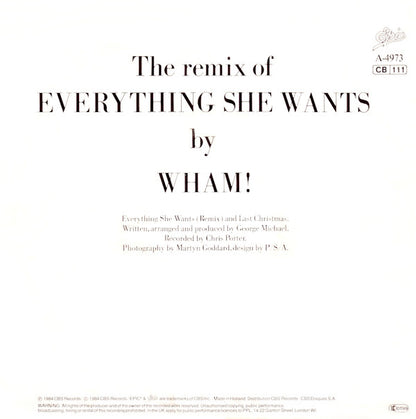 Wham! : Everything She Wants (Remix) (7", Single)