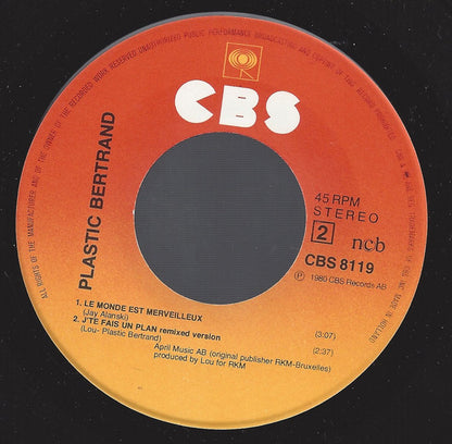 Plastic Bertrand : Quais Quais Quais Quais (7", Single)