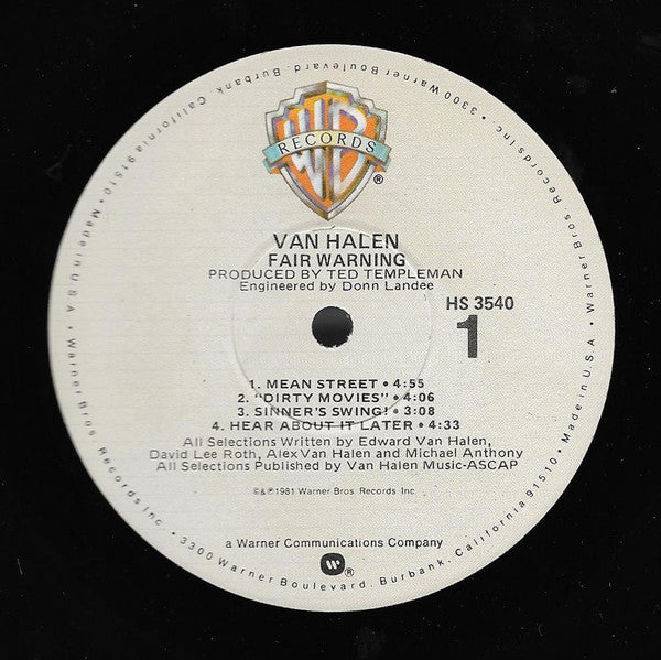 Van Halen : Fair Warning (LP, Album, Win)