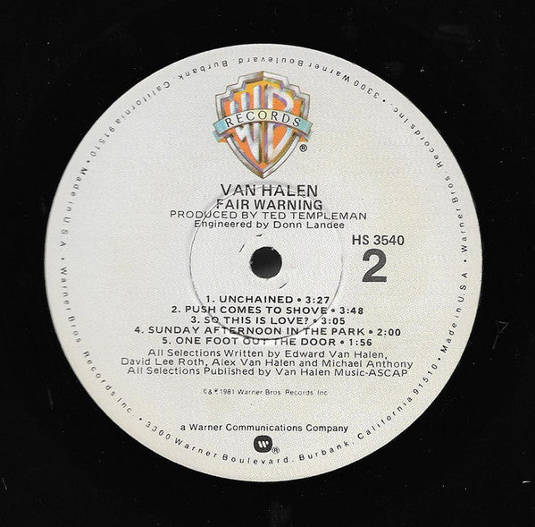 Van Halen : Fair Warning (LP, Album, Win)