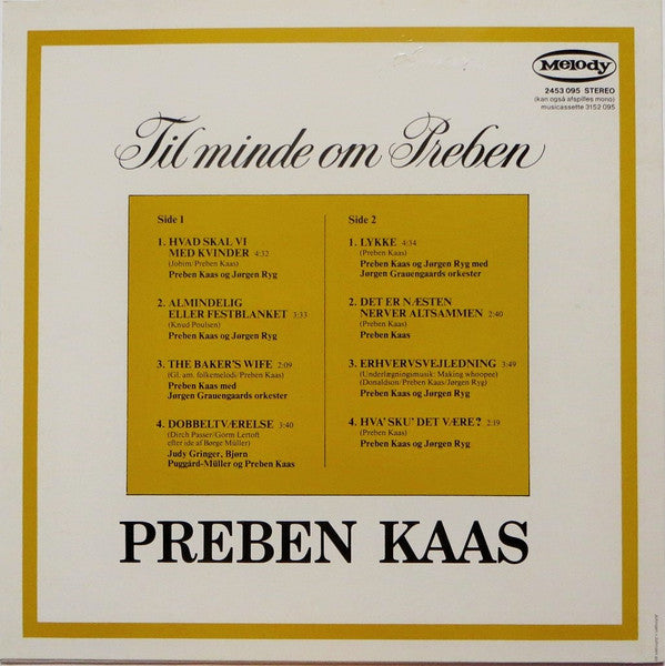 Preben Kaas : Til Minde Om Preben (LP, Comp)