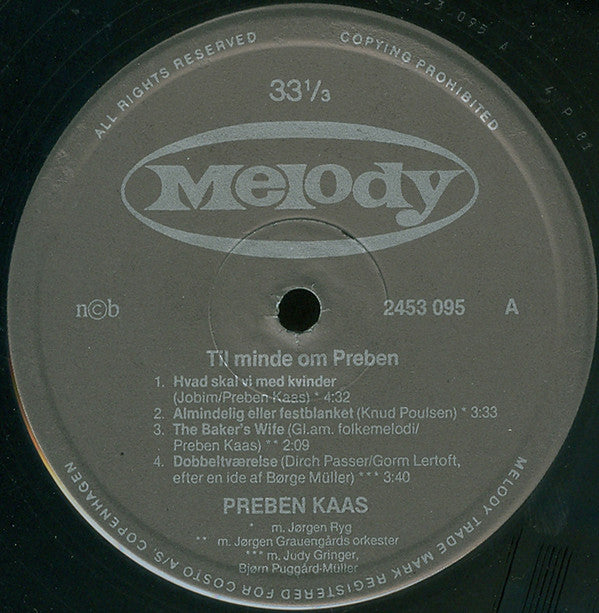 Preben Kaas : Til Minde Om Preben (LP, Comp)