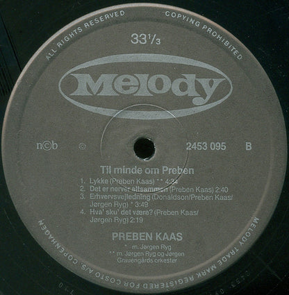 Preben Kaas : Til Minde Om Preben (LP, Comp)