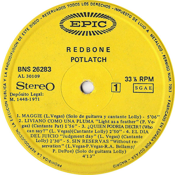 Redbone : Potlatch (LP, Album)