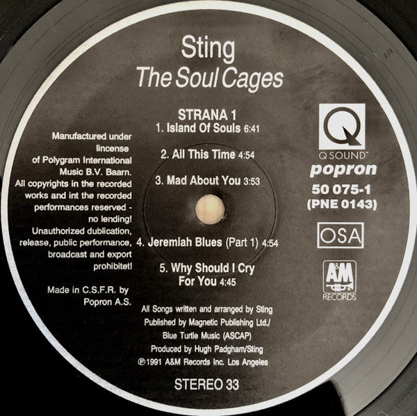 Sting : The Soul Cages (LP, Album)