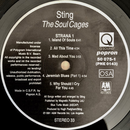 Sting : The Soul Cages (LP, Album)