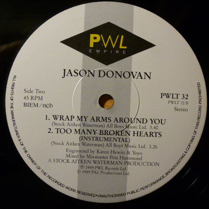 Jason Donovan : Too Many Broken Hearts (12")