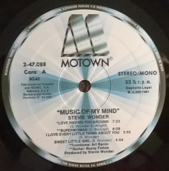 Stevie Wonder : Music Of My Mind (LP, Album, RE)