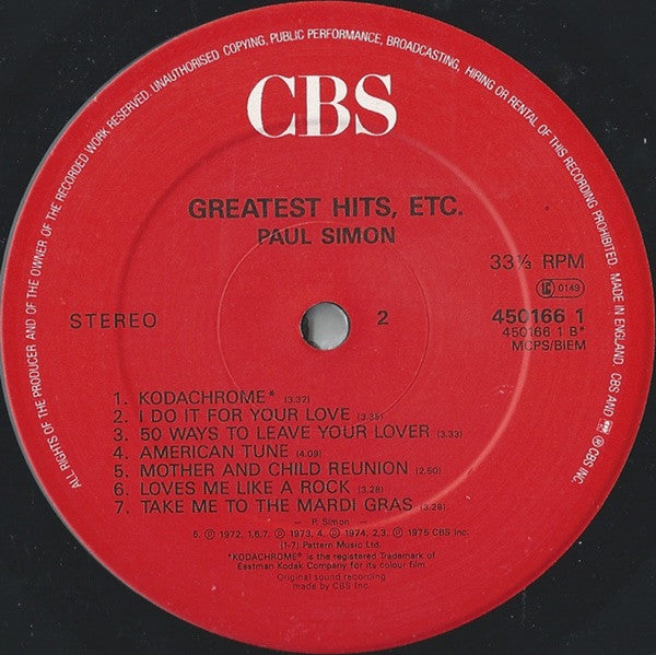 Paul Simon : Greatest Hits, Etc. (LP, Comp, RE)