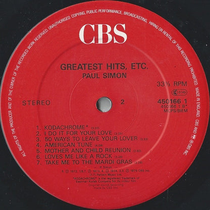 Paul Simon : Greatest Hits, Etc. (LP, Comp, RE)