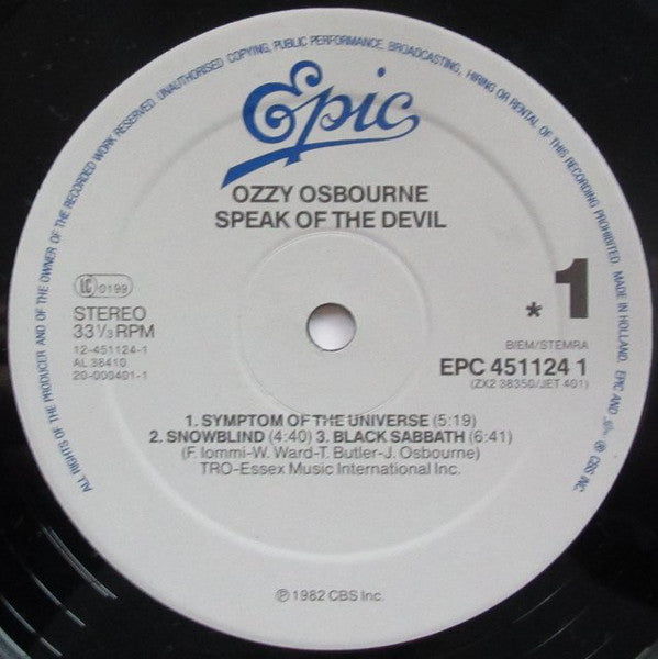 Ozzy Osbourne : Speak Of The Devil (2xLP, Album, RE, Gat)