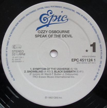 Ozzy Osbourne : Speak Of The Devil (2xLP, Album, RE, Gat)