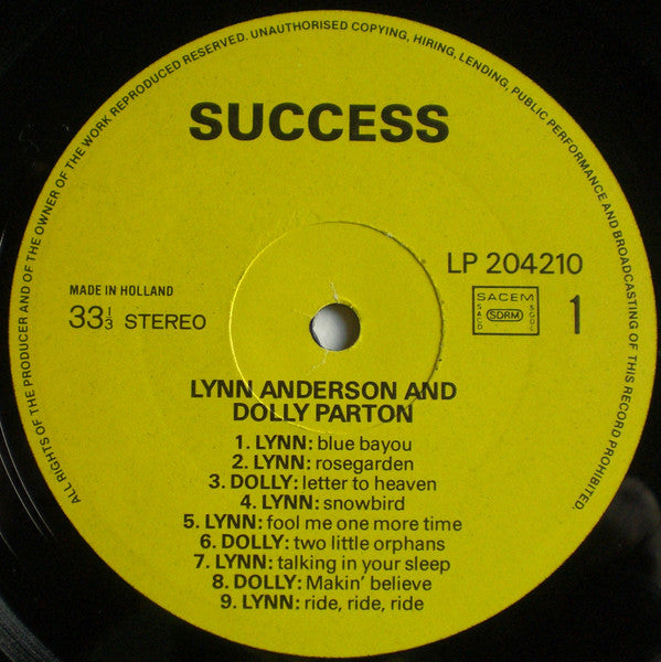 Lynn Anderson, Dolly Parton : Lynn Anderson & Dolly Parton (LP, Comp)