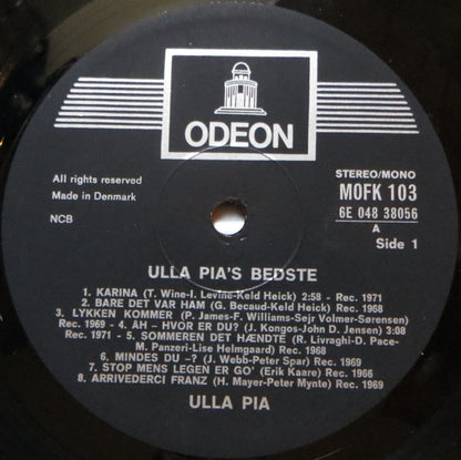 Ulla Pia : Ulla Pia's Bedste (LP, Comp)
