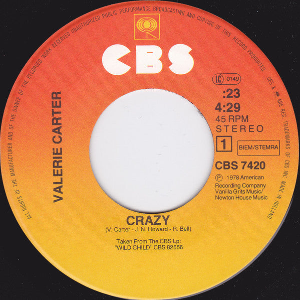 Valerie Carter : Crazy (7", Single)