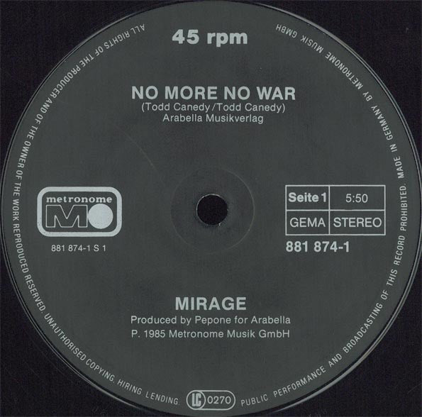Mirage (7) : No More No War (12", Maxi)