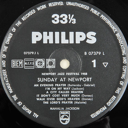 Mahalia Jackson : The Newport Jazz Festival 1958 - Sunday At Newport (LP, Album, RE)