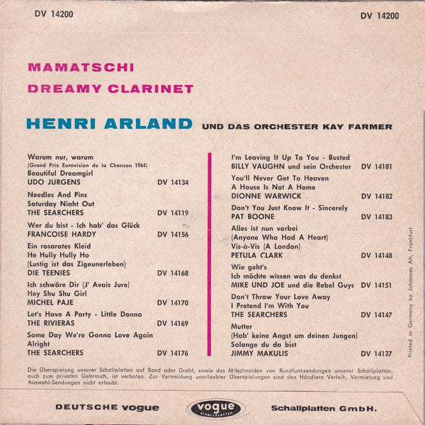 Henri Arland* : Mamatschi / Dreamy Clarinet (7", Single)