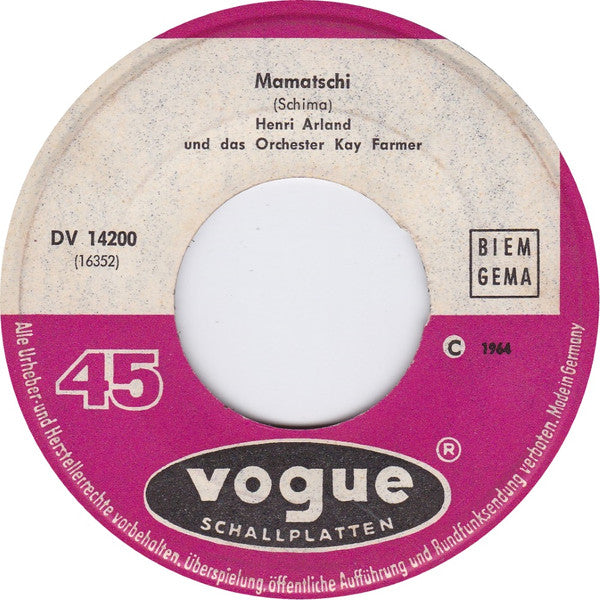 Henri Arland* : Mamatschi / Dreamy Clarinet (7", Single)